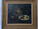 painting of a still life of fruit and a bowl of fruit on a table