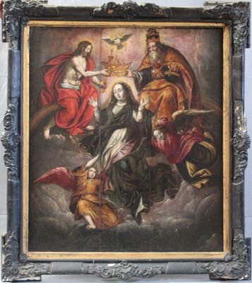 an image of a painting of jesus is hanging on a wall