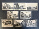 plusieurs vieilles photos en noir et blanc d'une rue dans une ville