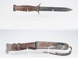 deux vues différentes d'un couteau avec un manche en bois et un manche en métal
