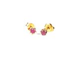 une paire de boucles d'oreilles en saphir rose sur fond blanc