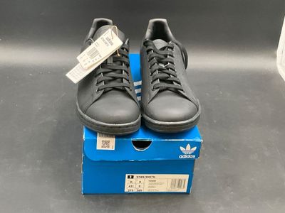 brand new adidas stan smith black leather sneakers size us 9 5