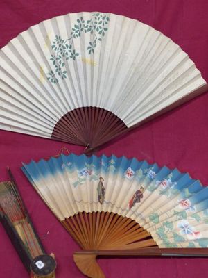 a fan and a knife sitting on a table
