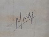 a close up of a piece of cloth with a handwriting on it