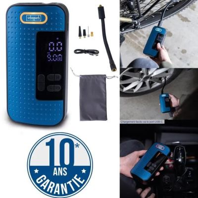 a collage of pictures of a bicycle with a blue case and the words 10 ans garantite