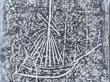 un dessin en noir et blanc représentant un bateau sur une feuille de papier