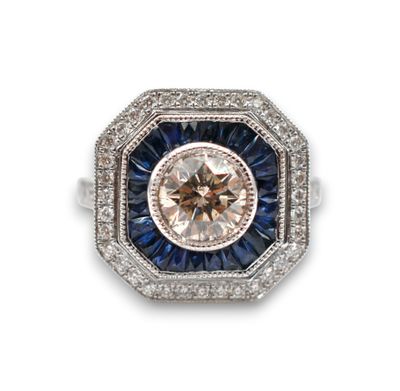 bague art déco en diamant et saphir