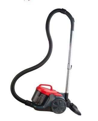gros plan d'un aspirateur rouge et noir sur fond blanc