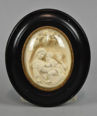 an image of a picture of a woman holding a child in a black frame