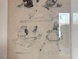 a drawing on the wall of a living room