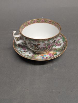china tea cup and saucer with floral decoration