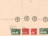 four different stamps on a piece of paper with a picture of a man riding a horse
