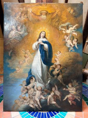 une image représentant un tableau de la Vierge entourée d'anges