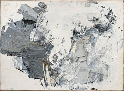 an image of a painting with white and black paint on it