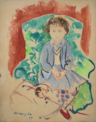 une image d'un tableau représentant une femme assise sur une chaise