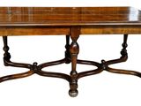 a wooden table with a glass top on a white background