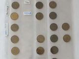 a lot of coins in a plastic bag on a table