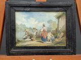 a picture of a painting on a easel that is on display