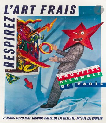 french poster of a man with a giant star on his head and a giant star on his head
