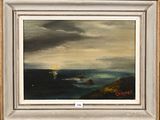 une image représentant un tableau d'un bateau en mer par temps nuageux