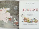 a picture of a book with a picture of a pig pulling a cart