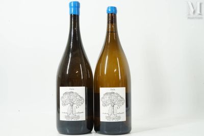 deux bouteilles de vin posées l'une à côté de l'autre sur une surface blanche