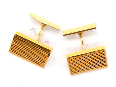 Paire de boutons de manchettes rectangulaires en or jaune 75… - Photo 1