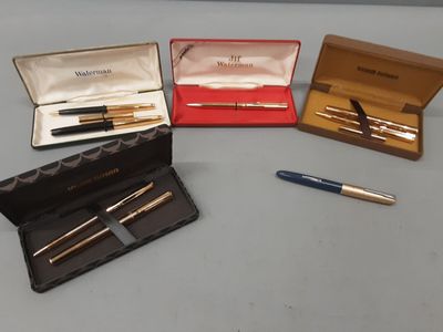 WATERMAN. Ensemble de 8 stylos avec écrin comprenant : un st…
