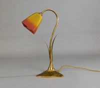 Lampe de bureau Art Nouveau en bronze et tulipe de verre sou… (photo 2)