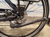 a close up view of a bicycle ' s front wheel