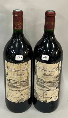 deux bouteilles de vin rouge posées l'une à côté de l'autre sur une table