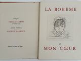 an open book with a drawing of a child on it