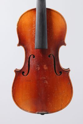 a close up of a violin with a bow on a white background