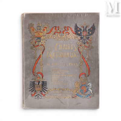 an old book with a picture of an eagle and a crown on it