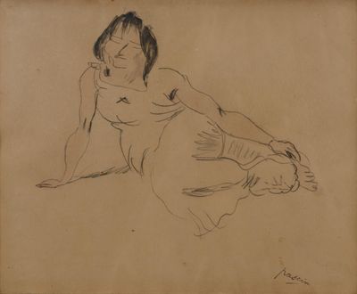 an image of a drawing of a woman sitting on the ground