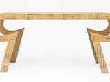 an image of a wooden table with a curved design