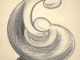 pencil drawing of a wave on top of a rock