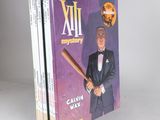 the book cover is purple and has a picture of a man in a tuxedo holding a baseball bat