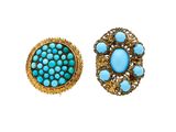 une paire de boucles d'oreilles en turquoise et or