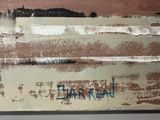 a picture of a painting of a train on a train track