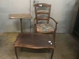 two chairs and a table in a room