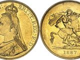 a gold sovereign coin with the image of queen victoria riding a horse