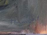 a painting of a man riding a skateboard on a ramp