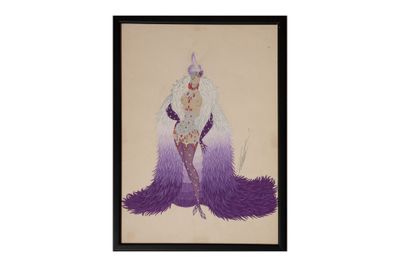 une image représentant le dessin d'une femme en robe violette