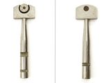 two pictures of a pair of metal tools sitting on top of a white surface