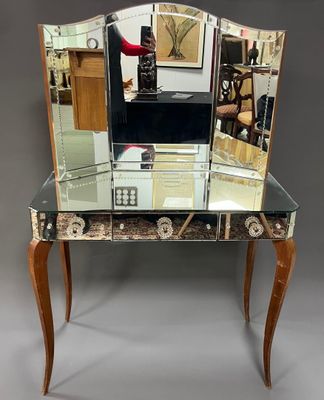 COIFFEUSE en bois naturel et verre miroité vénitienne reposa… - Photo 1