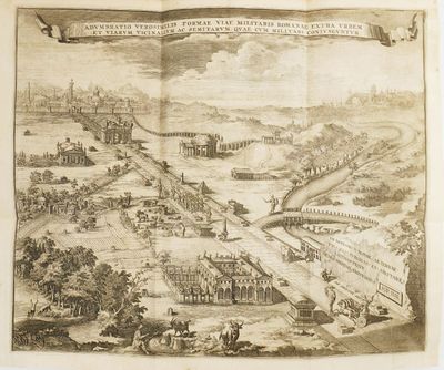 un vieux dessin représentant une vue de la ville depuis le sommet d'une colline