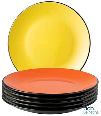 four plates stacked on top of each other on a white background