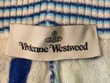 an image of a label on a sweater with a blue and white stripe
