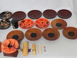 many different types of decorative items on the table